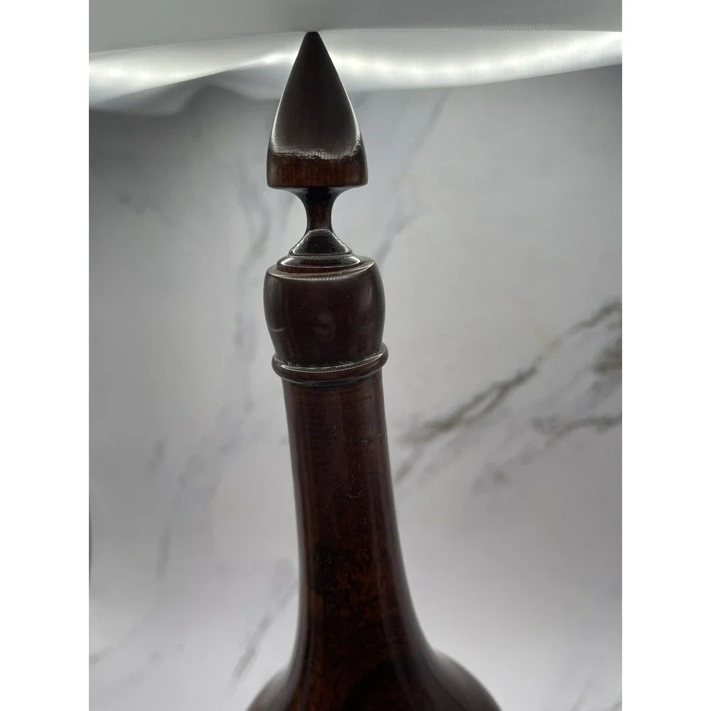 Vtg Wood Turned Saki Decanter‎ Set With 6 Goblet Shot Cups Tray Home Decor MCM